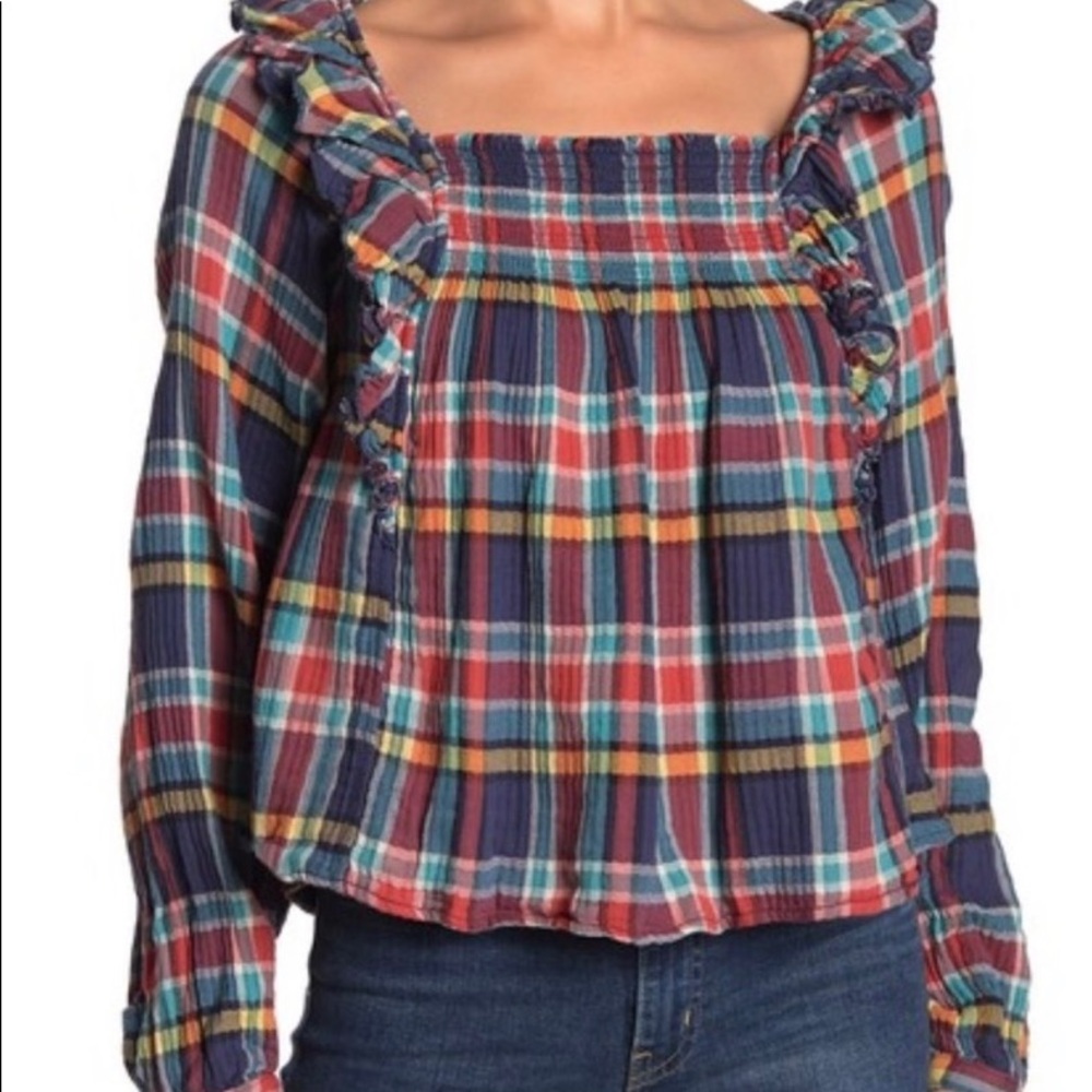 Free People Siena plaid Top
